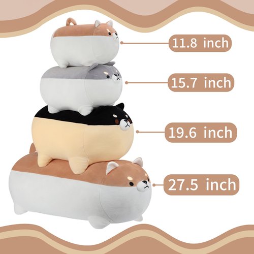 AFAN 11.8” Kawaii Shiba Inu Dog Plush Pillow Corgi Stuffed Animal Toy Doll Gifts for Valentine, Plush Toy Gifts for Boys Girls (Gray)