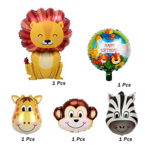 6Pcs Jungle Animal balloons Set, Jungle Safari Birthday Party Decorations for Boy Kids Safari Jungle Baby Shower Wild Birthday Zoo Party Decorations