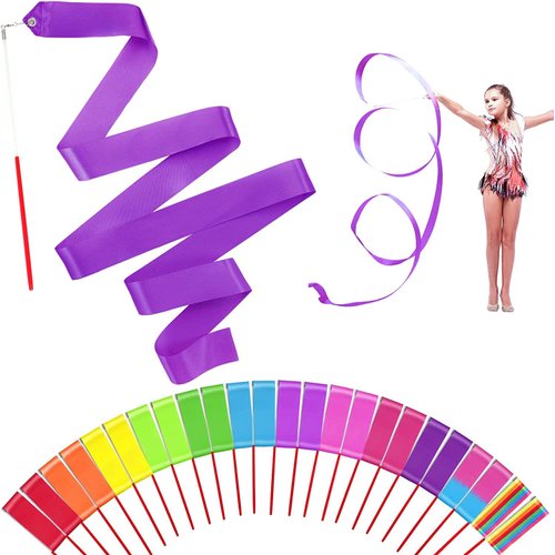 HiUnicorn 50PCS Multi-colors Dance Ribbons Party Favors for Kids Circus Carnival Rhythmic Gymnastics Ballerina Birthday Party Streamers Decoration, Kids Ribbon Silks Sticks Wands for Girls