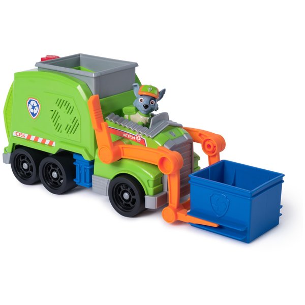 Paw Patrol: Crush N’ Roll Recycling Truck with Rocky Action Figure & Transforming Compacted Trash Vehicle, Kids Toys for Boys & Girls Ages 3 and up
