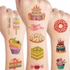 UVUXO Dessert Cake Temporary Tattoos for kids - 10 Sheets Ice Cream and Donuts Tattoos Temporary for Girls Dessert Cake Birthday Party Supplies for Kids