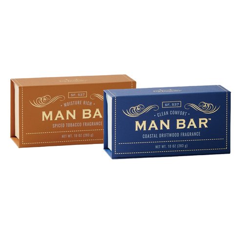 San Francisco Soap Company Man Bar 2-Piece Gift Sets | 10 ounce bars | All Skin Types | (Spiced Tobacco & Coastal Driftwood)