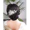 BERYUAN Silver Flower Black Crystal Rhinestone Hair Comb Pearls Teardrop Rhinestone Hair Piece Wedding Headband Pearls Flower Hairpiece for Wedding Women and Girls (BLACK)