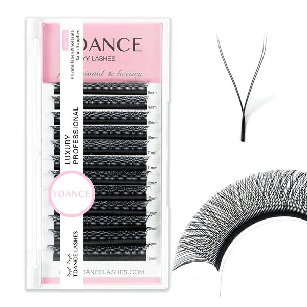 TDANCE YY Lash Extensions C Curl 0.07mm Thickness Volume Extension 4D Fans 8-15mm YY Lashes Long Lasting Easy Application Lashes Premade Fans Matte Black Lashes(YY, C-0.07,8-15mm)