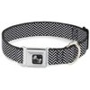 Buckle-Down Seatbelt Buckle Dog Collar - Herringbone Jagged Black/White - 1" Wide - Fits 11-17" Neck - Medium
