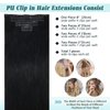 GOO GOO Clip in Hair Extensions Real Human Hair, 22inch 150g 7Pcs, 1 Jet black, Remy Human Hair Extensions Clip ins for Women, Natural Human Hair