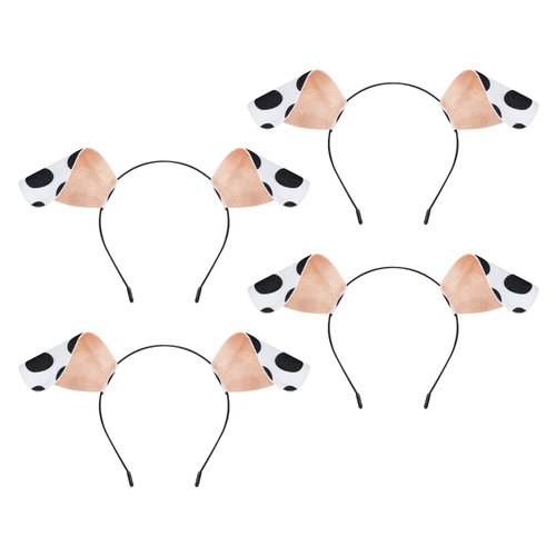 4 Pieces Dalmatian Ears Headband Puppy Ears Headband Black White Dog Ears Headband Animal Ear Headbands Dog Ears Costume Hair Accessories For Birthday Party Cartoon Style Halloween Party Favors