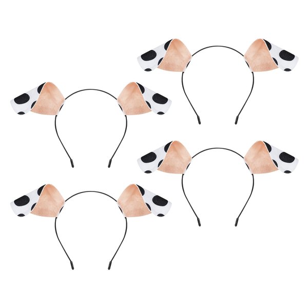 4 Pieces Dalmatian Ears Headband Puppy Ears Headband Black White Dog Ears Headband Animal Ear Headbands Dog Ears Costume Hair Accessories For Birthday Party Cartoon Style Halloween Party Favors