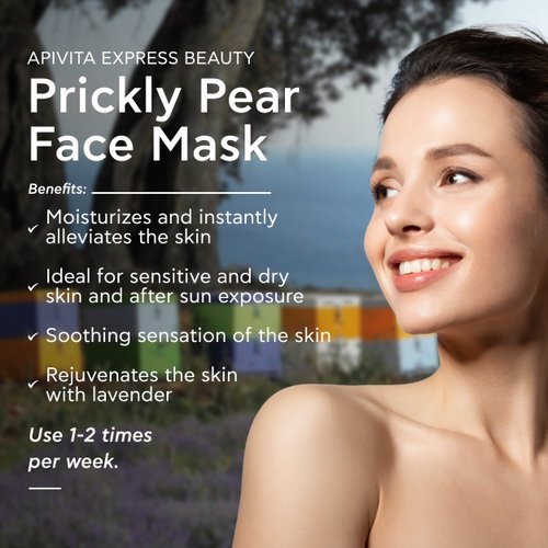 APIVITA Express Beauty Face Mask with Prickly Pear, Aloe & Shea Butter - Deep Moisturizing, Soothing, Hydrating & Rejuvenating Beauty Treatment for All Skin Types - 12 Packettes x 0.27 Fl Oz
