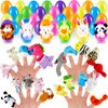 40 Pieces Finger Puppets Filled Easter Eggs Mini Cartoon Animal Puppets Easter Basket Toys Soft Plush Dolls Props Filled Bright Colorful Easter Eggs for Easter Party Basket Stuffers