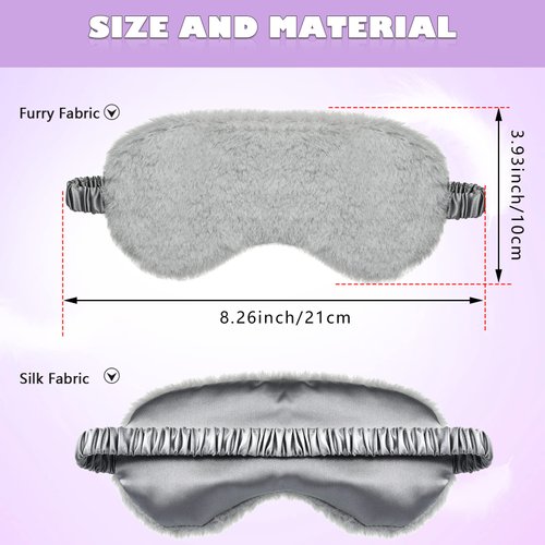 Plush Eye Mask 3 Pcs Sleeping Blindfold Sleeping Mask Sleep Mask Comfortable Plush Sleepover Mask Soft Furry Eye Cover for Sleepover Gift Birthday Party Favors(Black, White, Gray)