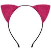 Cat Ears Headband for Women Girls - Cute Sparkle Glitter Hairband Halloween Cosplay Cat Costume Hair Accessories for Adult Kids Birthday Daily Wear Rose Red