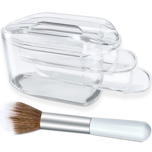 AMAZDIP Dip Powder Recycling Tray System with Scoop, Nail Art Tech Must Have Portable Dipping Powder Sequins Glitter Decoration Storage Box Container Holder Saver Tool and Soft Nail Dip Powder Brush