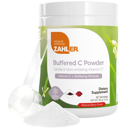 Zahler Buffered Vitamin C Powder - Ascorbic Acid Vitamin C with Calcium, Magnesium, Potassium Ascorbate Buffering Minerals - Kosher Berry Flavor Non-GMO Vitamin C Antioxidant Drink Mix - 11 Oz