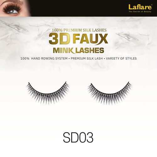 Laflare Silk Lashes 3D FAUX MINK Eyelashes, Light, Reusable, Handmade, Natural Looking, Professional Easy to Apply Eyelashes in a Knitted Style1-3 PACKS BUNDLE SPECIA (3, SD03)