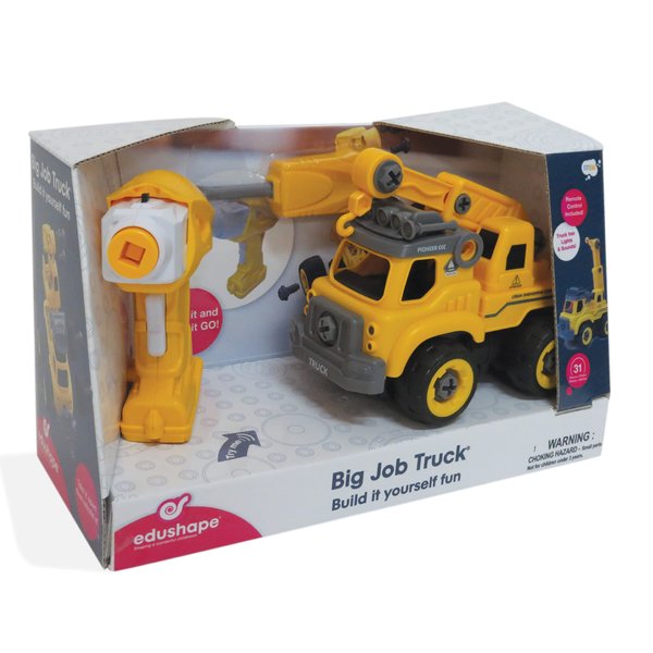 Edushape Crane Truck Baby Toy - Remote-Controlled and Fit for DIY Re-Assembly - Enhance STEM and Creativity for Kids Aged 3 Years and Up