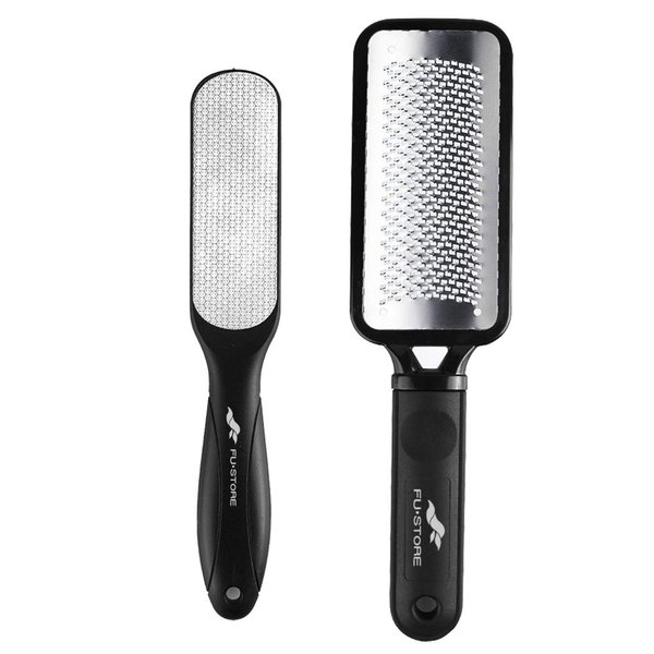 Fu Store Foot Files Callus Remover Stainless Steel Foot Rasp and Dual Sided Foot File Professional Scrubber Pedicure Tools Premium for Foot Care (2 Pack)