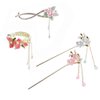 4 Pcs Vintage Peach Blossom Tassel Hair Clips, Flower Ponytail Hairpin Hair Chopsticks Chignon Pin for Women Girls Hairstyling Accessories