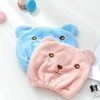 Teensery 2 Pcs Hair Dry Towels Cartoon Bear Dry Towel Hat Cute Quick Drying Bath Towel Wrap Ultra Soft Absorbent Hair Dry Hat Cap for Women and Girls (Blue and Pink)