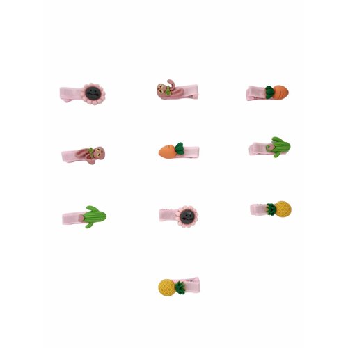 Generic 10 pcs Cartoon&Fruits Hair Clips Set Cute Barrettes Snap Hair Clips Headband Hairpins Hair Accessories Gift For Women Teens Girls #1, Yellow