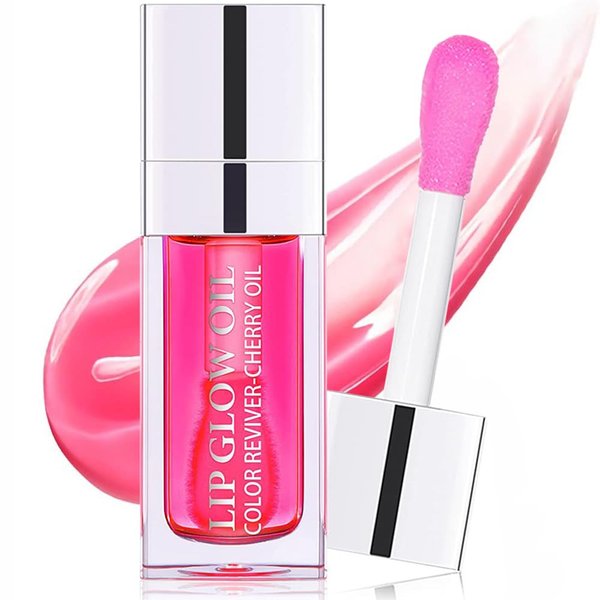 Leoly Dreaming Plumping Lip Oil, Moisturizing Lip Glow Oil, Long Lasting Nourishing Lip Gloss Lip Balm, Non-sticky Transparent Toot Lip Oil Tinted for Lip Care and Dry Lip - Raspberry