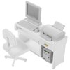 1 Set Miniature Computer Wood Mini Office Desk Toys Mini Office Desk for Crafts Tiny House Computer Model Miniature Office Ornament for Kids Doll House(White)