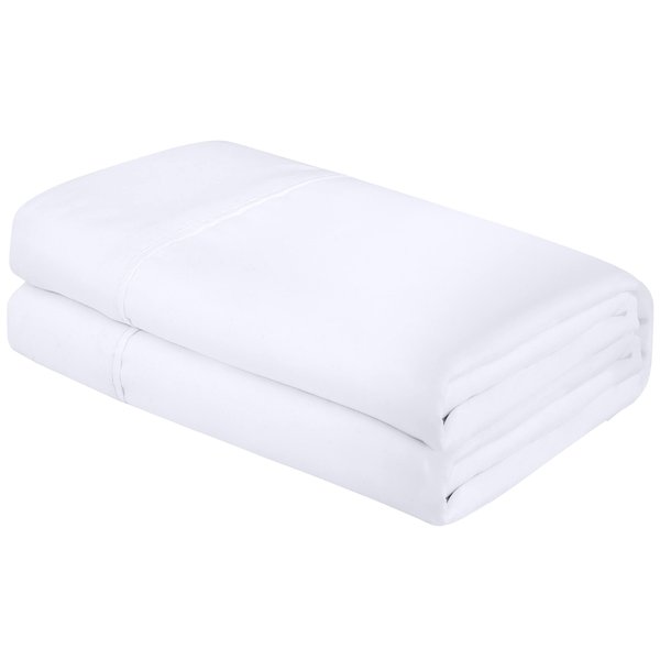 ROYALE LINENS Full Size Flat Sheet Only - Brushed 1800 Microfiber - Ultra Soft & Breathable - Wrinkle & Stain Resistant - Hotel Quality Flat Sheet Sold Separately - Top Sheet for Bed - (Full, White)