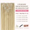 GOO GOO Clip in Hair Extensions Real Human Hair, 18inch 130g 7Pcs, 16/22 Light Blonde Highlighted Golden Blonde, Remy Human Hair Extensions Clip ins for Women, Natural Human Hair