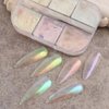 6 Grids Chrome Nail Powder Metallic Mirror Effect Pigment Aurora Nail Glitter Holographic Iridescent Dipping Rub Powder Manicure Design Pearl Shell Gel Polish Dust Sparkly Nail Charms