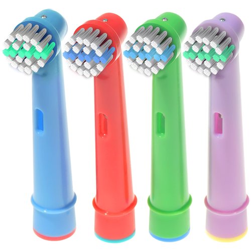 Replacement Toothbrush Heads for Oral B Braun Electric Toothbrush- 4 Pk of Kids Colorful Brush Heads Compatible with Oral-b- Soft Bristles, Small Heads, Fits Pro 1000, Action, Floss & More!