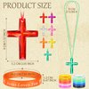 PerKoop 200 Pcs Christian Gifts Include Jesus Loves You Silicone Bracelets and Plastic Cross Necklace for Christian Party Favors