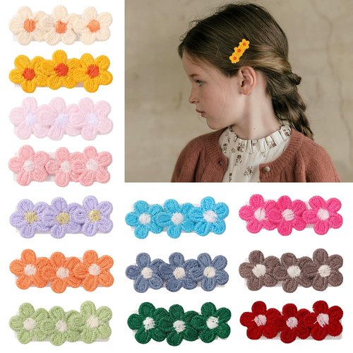 Baby Hair Clips -13Pcs Dasiy Barrettes Sets Fully Lined Hair Pins Bows Wrapped by Cloth Hair Accessories for Baby Girls Infants Toddler Kids