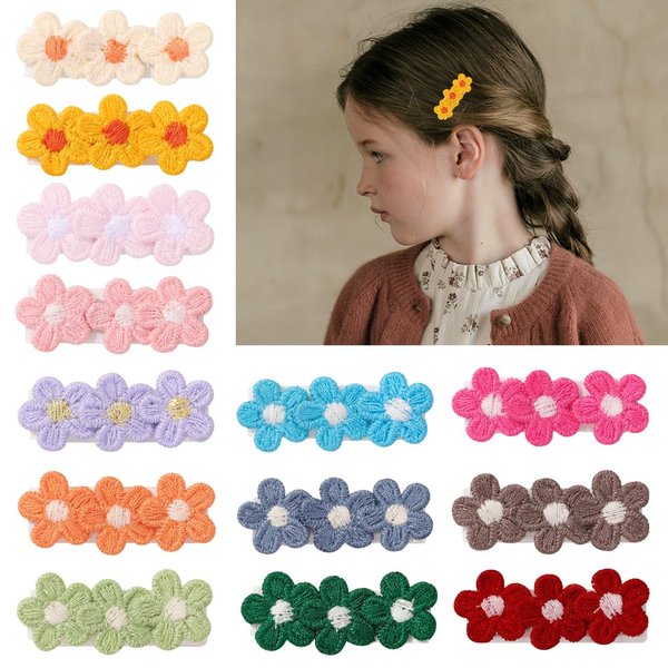 Baby Hair Clips -13Pcs Dasiy Barrettes Sets Fully Lined Hair Pins Bows Wrapped by Cloth Hair Accessories for Baby Girls Infants Toddler Kids