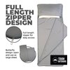 Tough Outdoors Sleeping Bag Liner - Adult Sleep Sack & Travel Sheets - for Backpacking, Hotels & Hostels - Lightweight Single & Double Camping Sleeping Bag Liners - Comfortable, Gray with Zipper