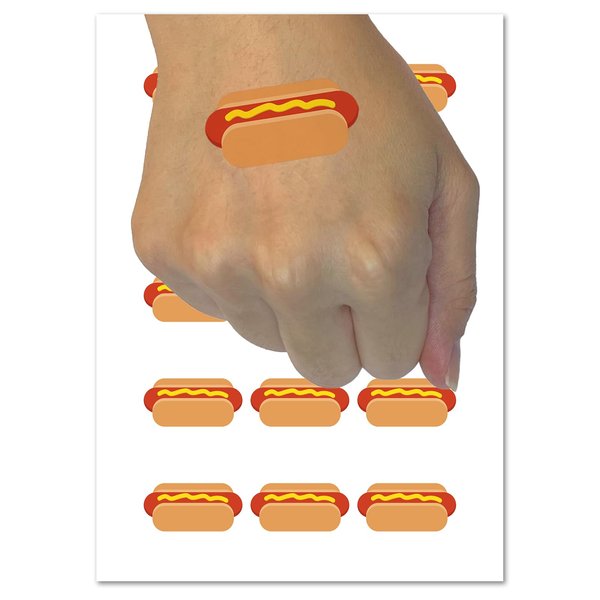Yummy Hot Dog Temporary Tattoo Water Resistant Fake Body Art Set Collection - 54 1" Tattoos (1 Sheet)