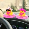 wonuu 2PCS Car Rubber Duck Decoration, West Cowboy Duck Car Dashboard Decoration Accessories with Mini Swim Ring Cowboy Hat Scarf and Sunglasses(C_Pink galsses&White hat)