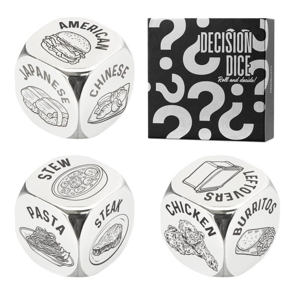 InnoBeta 3 PCS Food Dice Game Food Decision Dice Food Dice for Couple Anniversary Steel Gift for Him Date Night Dice Game Presents from Wife Date Night Christmas Valentine Sweetest Day