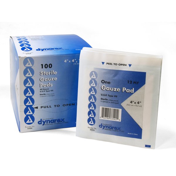 Medique Products 62033 Sterile Gauze Pads, 4-Inch By 4-Inch, 100 Per Box