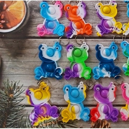 9 Packs Bulk Frog Fidget Bubble Mini Pop Keychain for Teens and Kids, Birthday Party Favors Supplies Classroom Student Prizes Gifts