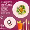 Smarty Had A Party Disposable Plastic Plates with Rim Design, Organic Round Dinnerware Bulk Order for Wedding, Birthday & All Occasions (Pink with Gold, Wedding Value Set (60 Guests))