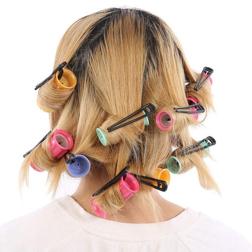 Ymiko Hot Rollers, Instant Heat Compact Hot Rollers for Medium Hair, Professional Electric Heated Roller Curling Roll Hair Tube, Hair Styling Tool, Includes 10 Piece Rollers and 5 Clips, Multicolor