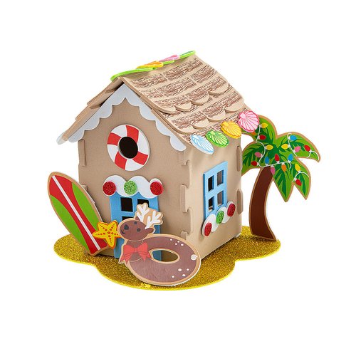 3D Beach Island Gingerbread House Craft Kit, Makes 12