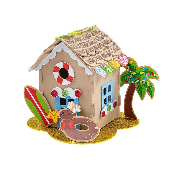 3D Beach Island Gingerbread House Craft Kit, Makes 12