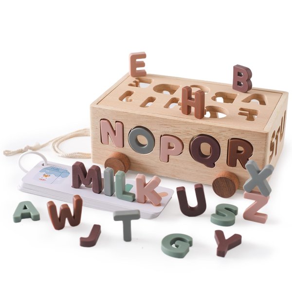 Montessori Shape Sorter Toys for Toddler 1-3, Silicone Alphabet Letters Baby Puzzles & Flash Cards, Fine Motor Skills Preschool Learning Toys, Activities Birthday Gift for 1 2 3 Years Old Boys Girls
