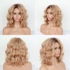 SCENTW Short Layered Ombre Blonde Wavy Bob Wigs for White Women Mid-length Blonde Curly Wig Synthetic Natural Looking Daily Party Wig