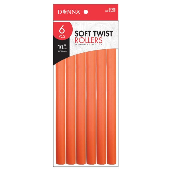DONNA 10" Soft Twist Rollers Rollers Foam Hair Rollers Hair Curlers Hair Clips for Hairdressing Styling Heatless Hair Curler 5/8"(D) ORANGE 6PCS