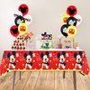 Cartoon Mouse 1st Birthday Party Decorations,One Year Theme Party Supplies Included Banner,Tablecloth,Latex Balloons,Foil Balloons,Cake Topper,Door Sign for First Year Old Boy Baby Shower Decorations