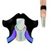 100pcs Square Nail Forms Strong Adhesive Nail Form Sticker Guide for UV Gel Acrylic Curve False Nail Tips Extension,Short Black Rainbow Purple Fish Patten,HJ-NTF050