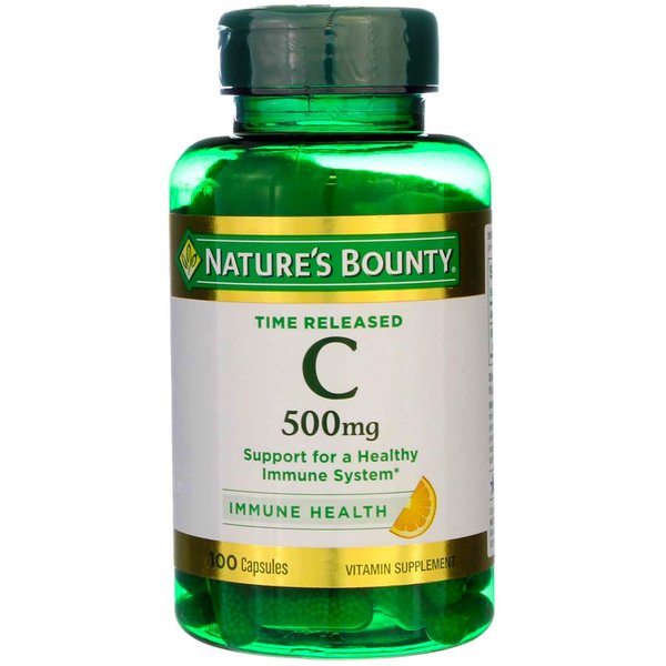 Nature's Bounty Vitamin C 500 mg Capsules Time Released 100 Capsules (Pack of 4)
