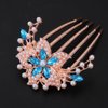 Chargances Boho Flower Blue Rhinestone Hair Comb Bride Wedding Pearl Crystal Hair Side Comb Luxury Beaded Handmade Hair Accessories for Women and Girls (Blue)